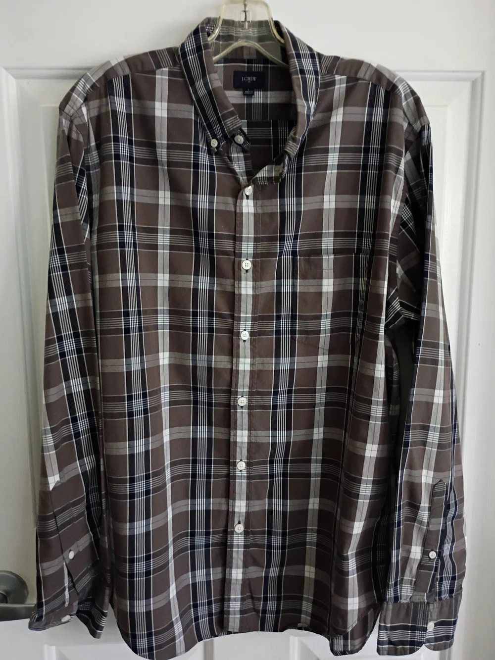 J. Crew Grey Plaid Long-Sleeve Button-Down Shirt
